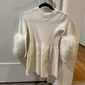 Cat & Jack sweater dress with faux fur sleeves size 6/6X